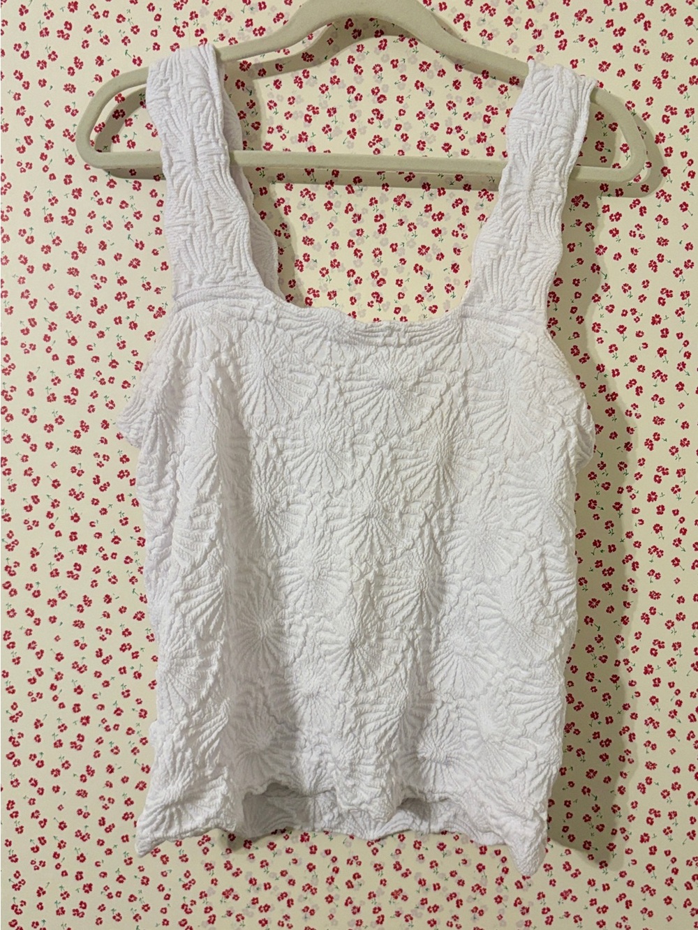 Aura White Crochet-Pattern Tank Top